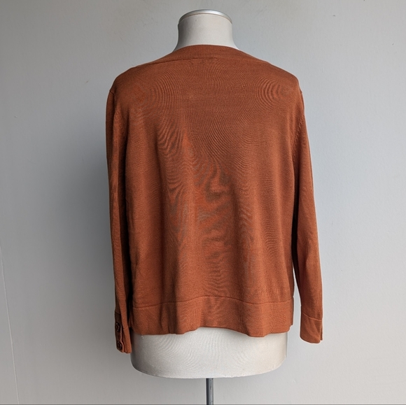 Simons Icone Open Front Cardigan Sweater - Rust Brown Orange - Picture 4 of 6